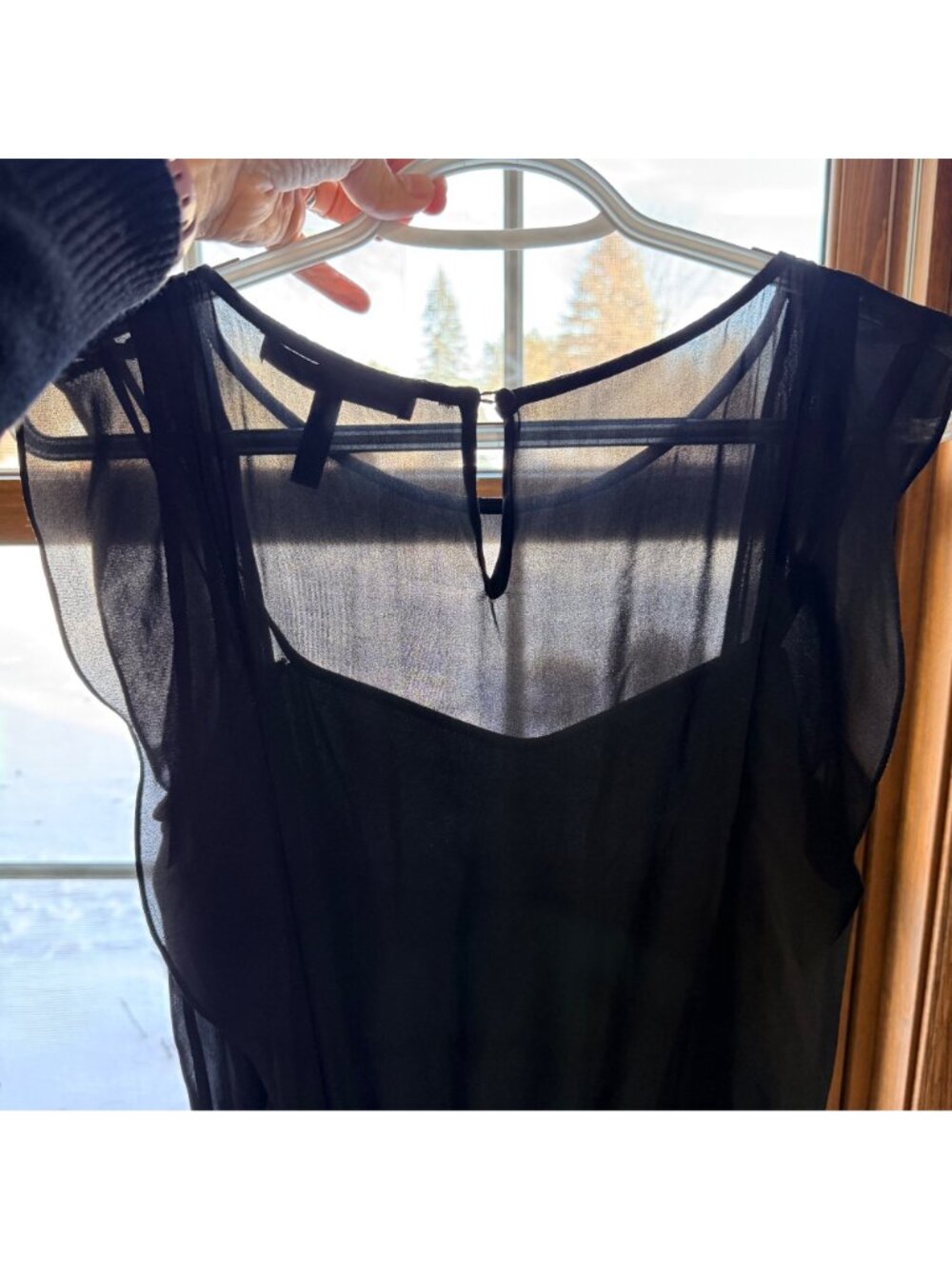 BCBGMaxAzria XS Black Sleeveless Maxi Dress With Ruffle Details & Keyhole Back C - Picture 12 of 12